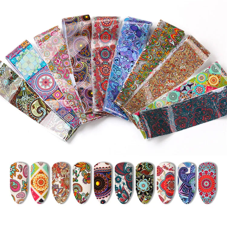 PureChic Luxury Galaxy Nail Stickers | Fashionable Starry Nail Transfer Foils | Mixed Styles Set - 10 Sheets, 4*20cm