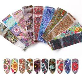 PureChic Luxury Galaxy Nail Stickers | Fashionable Starry Nail Transfer Foils | Mixed Styles Set - 10 Sheets, 4*20cm