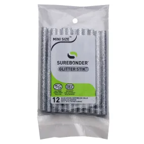 Silver Glitter Hot Glue Sticks Mini Size - 4" - 12 Pack