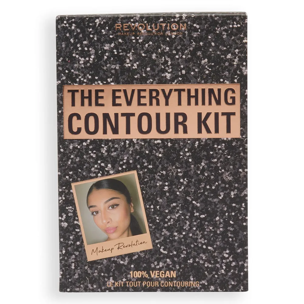 The Everything Contour Kit zestaw Baking Powder puder sypki Banana 32g   Ultra Cream Contour Palette paletka rozświetlaczy i bronzerów 13g   Double Ended Contour Brush dwustronny pędzel do konturowania